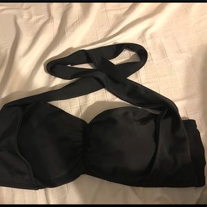 Black bikini top, halter tie - 2X
